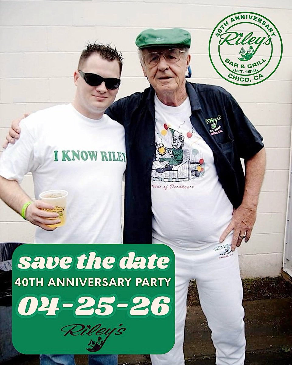 🗓️SAVE THE DATE! 🎉 We’re celebrating BIG for Riley’s 40th Anniversary on April 25th, 2026! Put it on your calendar NOW because you won’t want to miss it. More details to come! ☘️