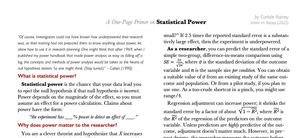 𝘈 𝘖𝘯𝘦-𝘗𝘢𝘨𝘦 𝘗𝘳𝘪𝘮𝘦𝘳 𝘰𝘯 Statistical Power