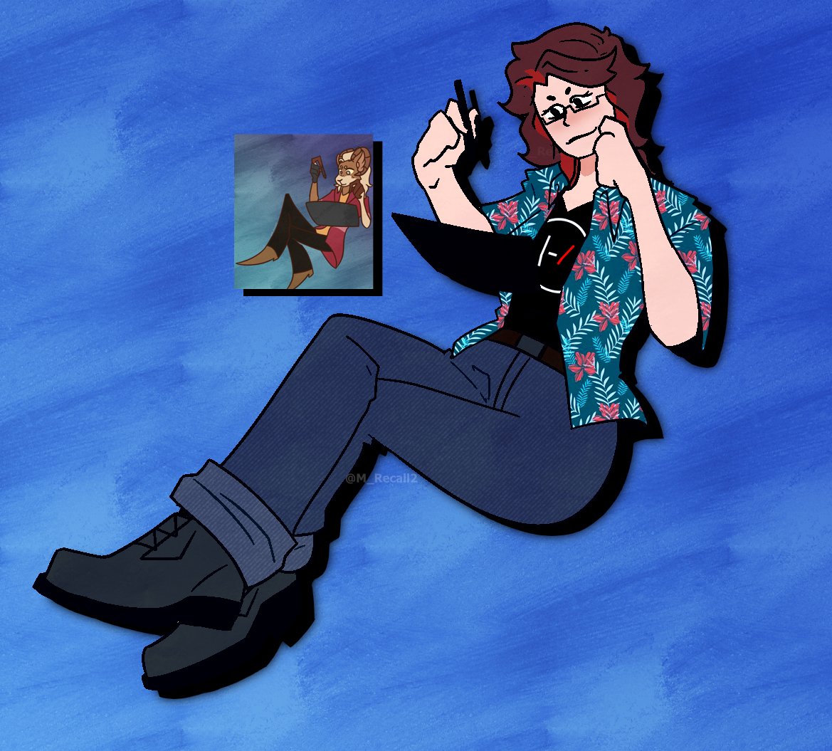 Finally got my drawing tablet set up again! Didn't know what to draw so I redrew old art with a new character
#drawings #ocart