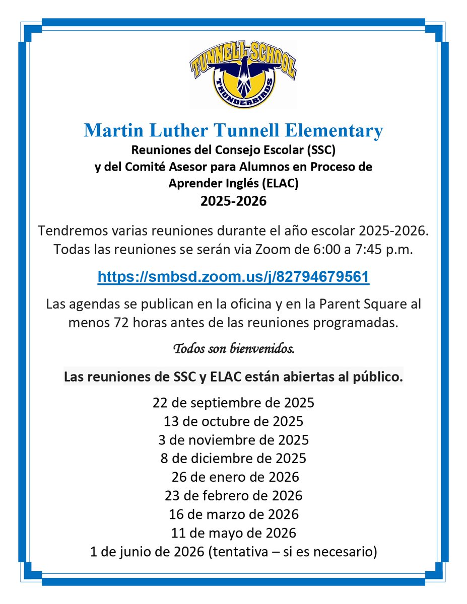 Join us for Our School Site Council/English Language Advisory Committee Meetings for 2025-2026