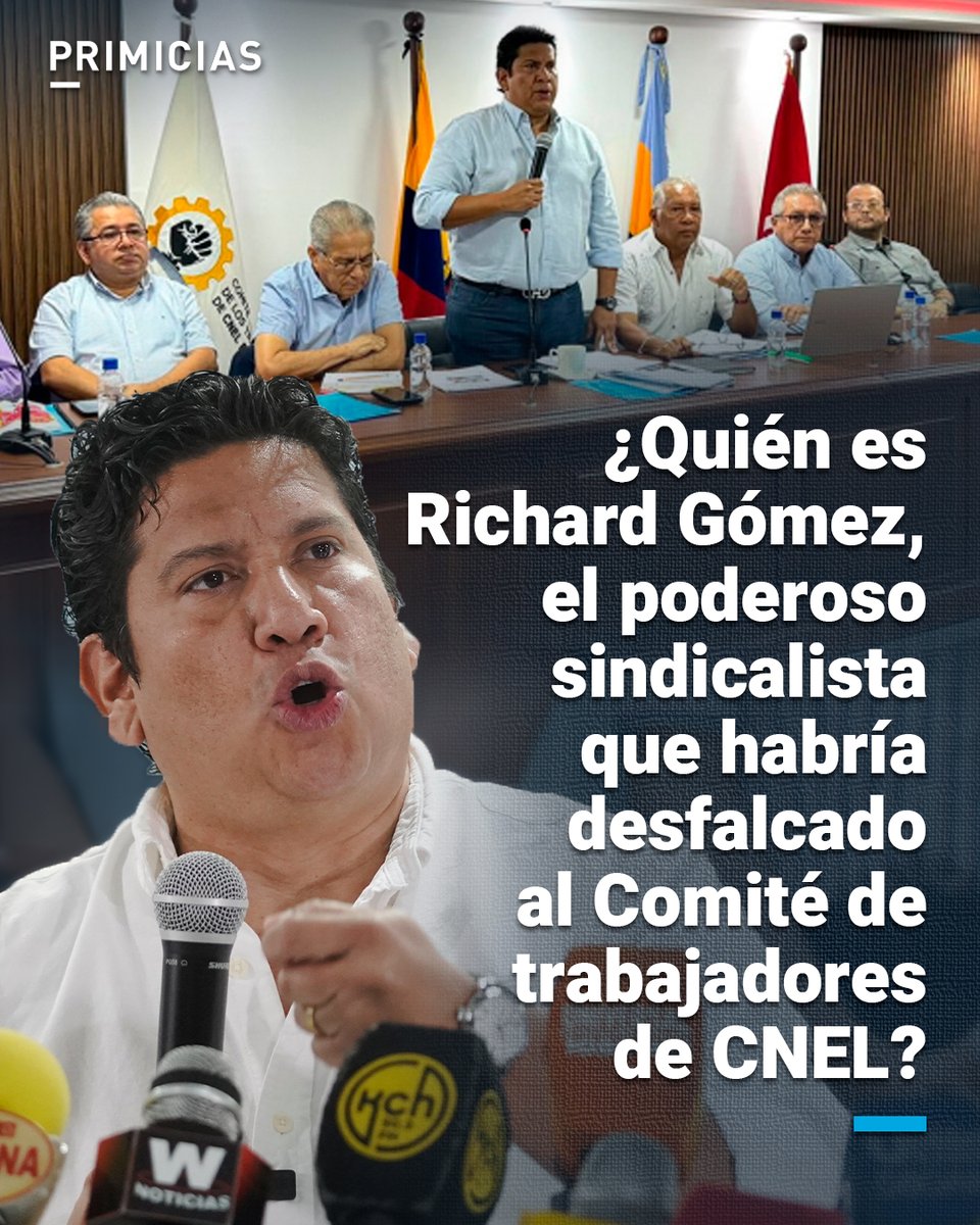 Richard Gómez fue desvinculado de CNEL este 3 de septiembre. Según la ministra de Trabajo, Ivonne Núñez, el dirigente sindical vació la cuenta del Comité de Empresa de los Trabajadores de CNEL.  prim.ec/Lhqe50WQTiF