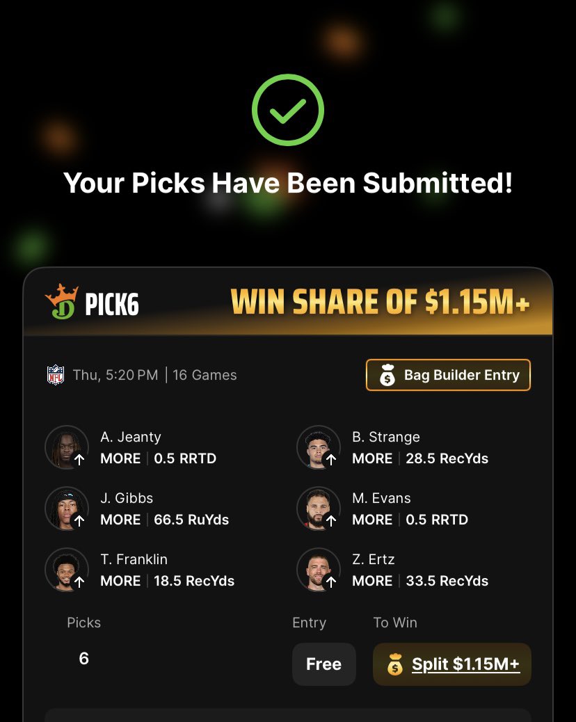 Shoutout to <a href="/Pick6/">Pick6</a> for the chance to share…🙏

In less than 24 hours welcome back <a href="/NFL/">NFL</a> 🏈 2025 season! 

Let’s have some fun!!!
