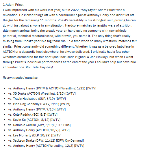 Feels like a good time to plug my 2022 Year-End Awards again. No reason in particular...
spinningwheelkick.wordpress.com/2023/01/27/202…