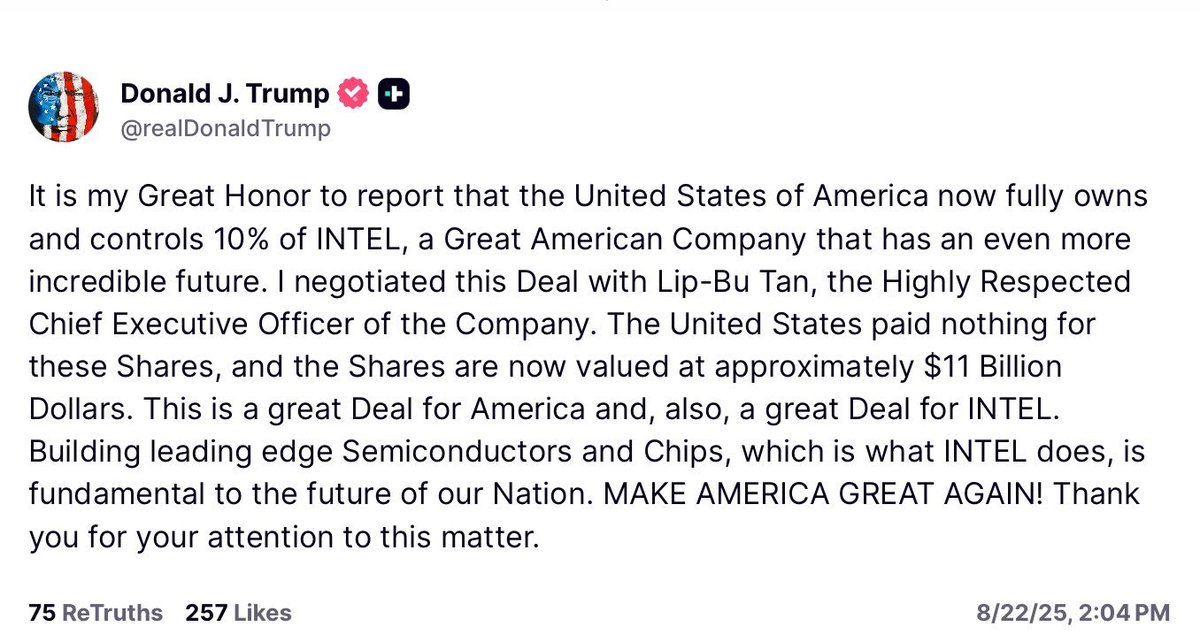 If the SA government got ten percent of a company's shares for free (effectively a part nationalisation) many of our local Trump supporters would be (rightly) screaming blue murder