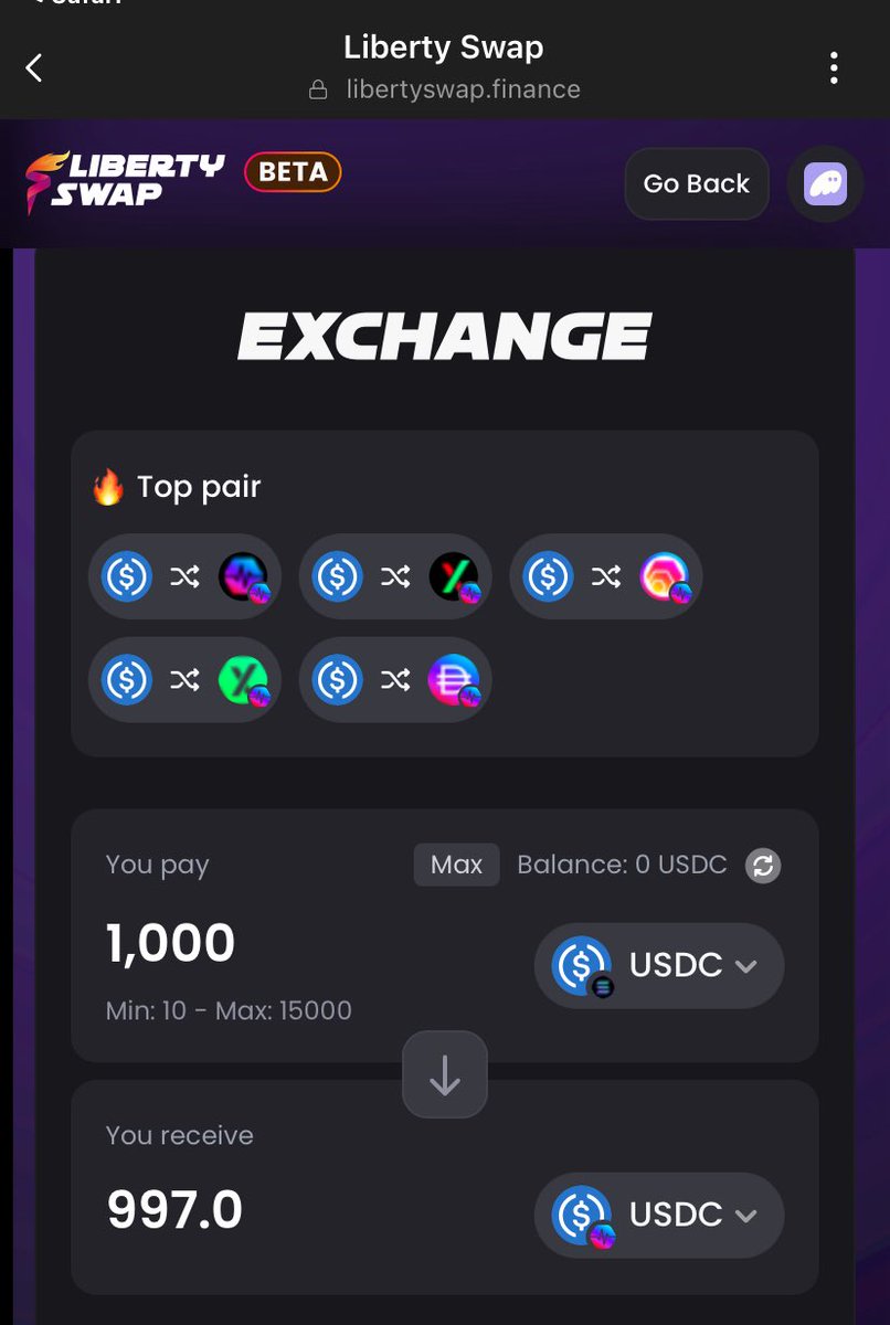 LibertySwapFi's tweet image. Work well with @phantom and @solflare