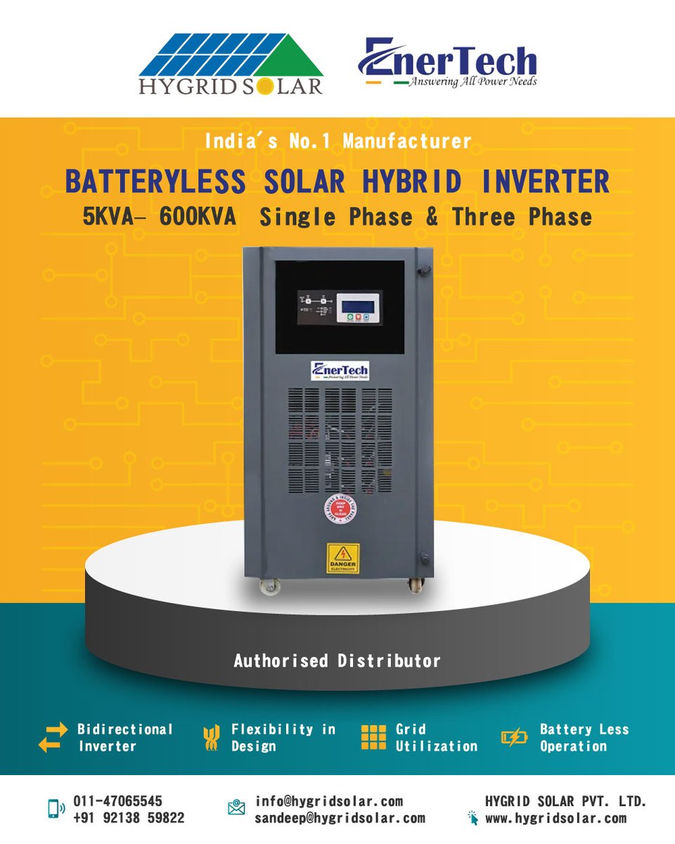 hygrid_solar's tweet image. Batteryless Solar Hybrid Inverter !!!

HYGRID SOLAR PVT. LTD.
ph: 011-47065545
mail: info@hygirdsolar.com
visit: hygridsolar.com

#hygridsolar pvt. ltd. #enertech #enertechinverter #solarhybridinverter #solarpower #bestsolarproduct #solarproducts #solarsolutions