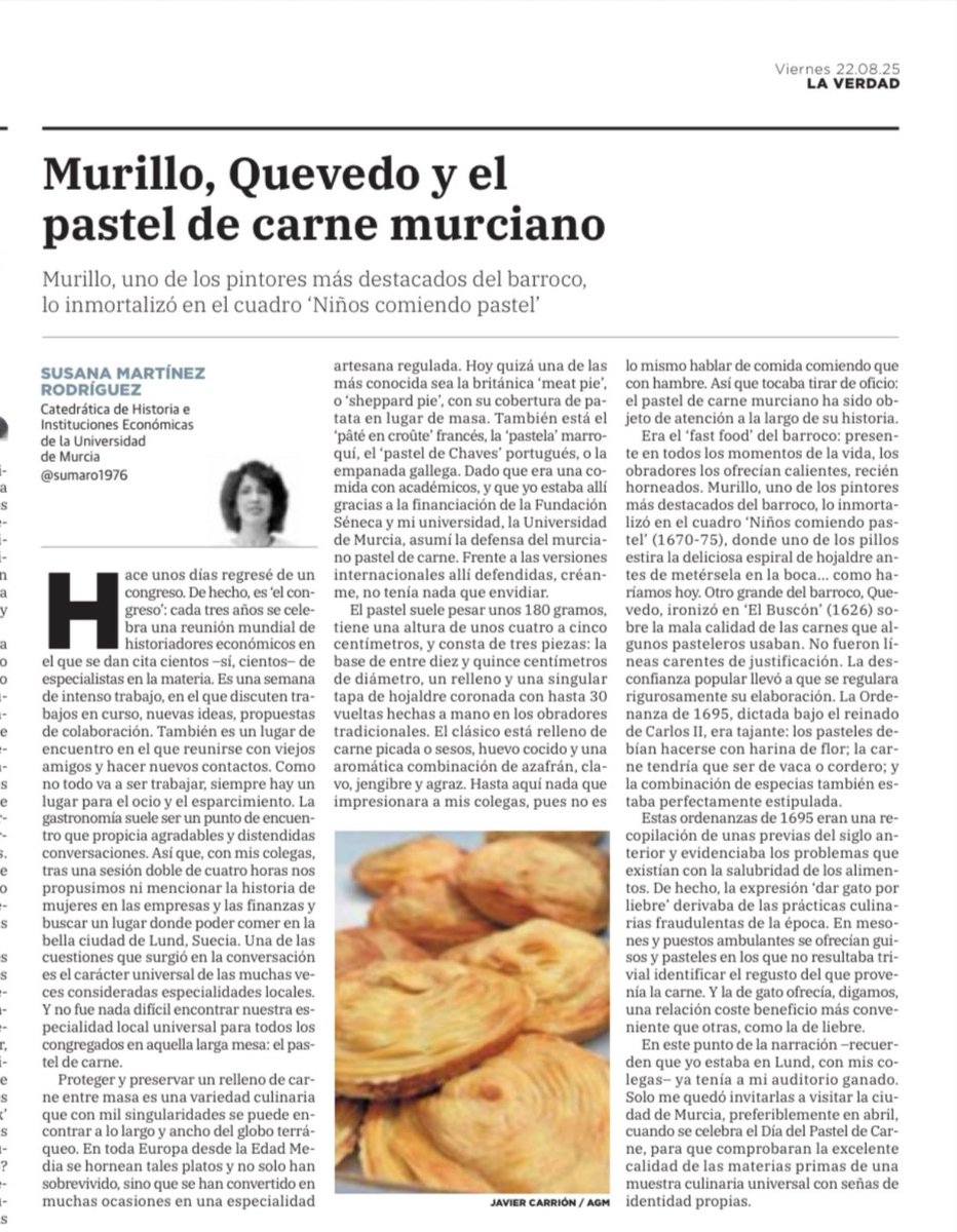 La gastronomía también es historia: el pastel de carne murciano 

laverdad.es/opinion/susana…
