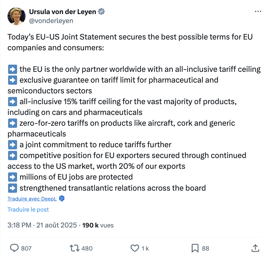 Maxime Combes (@maximcombes) on Twitter photo Il faut lire ce "Joint statement" UE-US pour se rendre compte combien la Commission de <a href="/vonderleyen/">Ursula von der Leyen</a> a accepté l'inacceptable et consentit à la vassalisation de l'UE. Tout en ayant négocié sans base légale, sans mandat explicite des 27, avec le consentement d'E. Macron & France. Il faut lire ce "Joint statement" UE-US pour se rendre compte combien la Commission de <a href="/vonderleyen/">Ursula von der Leyen</a> a accepté l'inacceptable et consentit à la vassalisation de l'UE. Tout en ayant négocié sans base légale, sans mandat explicite des 27, avec le consentement d'E. Macron & France.