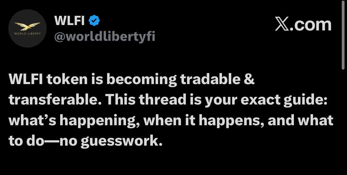 DMC (Crypto Wala Dost) (@cryptowaladmc) on Twitter photo BREAKING β : $WLFI Token TGE Breakdwon βΌοΈ
Key Dates for World Liberty Financial (WLFI) Token β
ποΈ Lockbox Activation β€³ August 25, 2025, noon ET (starts from the website).
π― TGE/Trading Launch and Listing β¬ September 1, 2025, 8:00 AM ET (12:00 UTC) on DEX and CEX (partners BREAKING β : $WLFI Token TGE Breakdwon βΌοΈ
Key Dates for World Liberty Financial (WLFI) Token β
ποΈ Lockbox Activation β€³ August 25, 2025, noon ET (starts from the website).
π― TGE/Trading Launch and Listing β¬ September 1, 2025, 8:00 AM ET (12:00 UTC) on DEX and CEX (partners