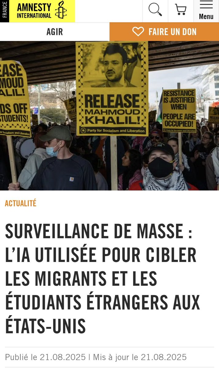 AF2CI (@af2ci) on Twitter photo Selon Amnesty , les USA utilisent le logiciel Babel X et Immigration OS (Palantir) pour espionner les étudiants qui s’expriment en faveur de la Palestine. Une arme numérique de contrôle  qui piétine liberté d’expression et droit à la mobilité. 
#SurveillanceDeMasse #IA #Liberté Selon Amnesty , les USA utilisent le logiciel Babel X et Immigration OS (Palantir) pour espionner les étudiants qui s’expriment en faveur de la Palestine. Une arme numérique de contrôle  qui piétine liberté d’expression et droit à la mobilité. 
#SurveillanceDeMasse #IA #Liberté