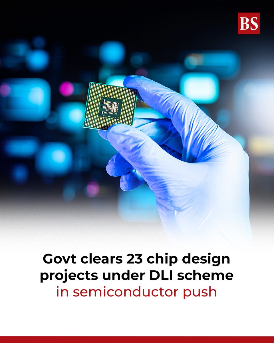 bsindia's tweet image. The #meity has announced that it has approved 23 chip design projects under its #DLIscheme, backing domestic start-ups and #MSMEs developing chips for applications ranging from surveillance cameras to energy metres.

mybs.in/2epOFlt