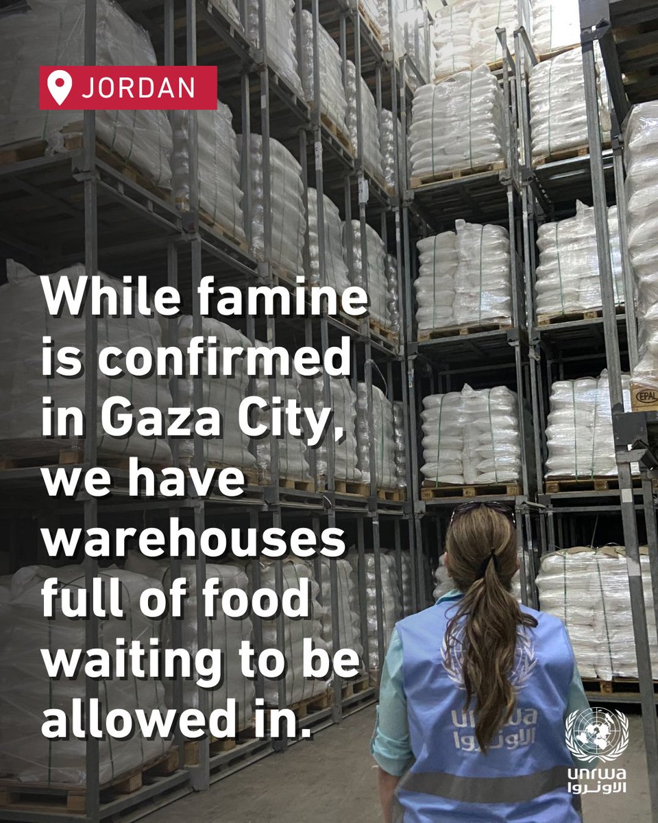UNRWA (@unrwa) on Twitter photo #Famine in Gaza City can be stopped.
Reverse the ongoing catastrophe -  flood #Gaza with a massive scale up of aid through the United Nations including UNRWA.
UNRWA’s warehouses alone in Jordan and Egypt are full.
There is enough food, medicines and hygiene supplies ready to #Famine in Gaza City can be stopped.
Reverse the ongoing catastrophe -  flood #Gaza with a massive scale up of aid through the United Nations including UNRWA.
UNRWA’s warehouses alone in Jordan and Egypt are full.
There is enough food, medicines and hygiene supplies ready to