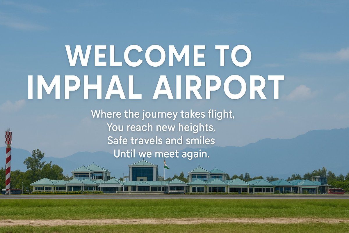 AAI IMPHAL AIRPORT (@imphalapd) on Twitter photo 🌸✨ Welcome to Imphal Airport! ✨🌸
Where every journey begins with warmth, smiles & safe skies. We’re delighted to be a part of your travels. 🛫💙
#ImphalAirport #FlySafe #NorthEastIndia <a href="/AAI_Official/">Airports Authority of India</a> <a href="/aairedner/">Regional Executive Dir. AAI, North-East Region</a> <a href="/MoCA_GoI/">MoCA_GoI</a> 🌸✨ Welcome to Imphal Airport! ✨🌸
Where every journey begins with warmth, smiles & safe skies. We’re delighted to be a part of your travels. 🛫💙
#ImphalAirport #FlySafe #NorthEastIndia <a href="/AAI_Official/">Airports Authority of India</a> <a href="/aairedner/">Regional Executive Dir. AAI, North-East Region</a> <a href="/MoCA_GoI/">MoCA_GoI</a>