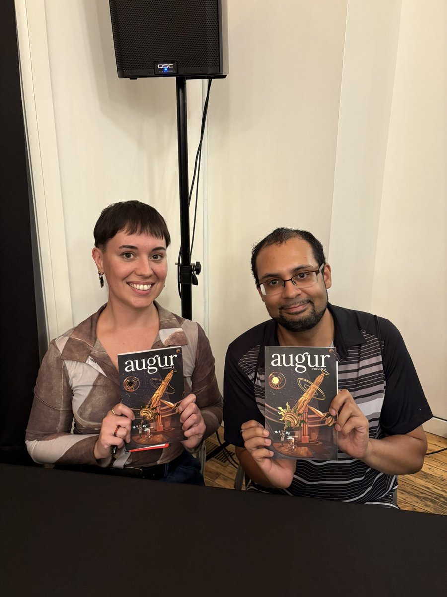 Photos from <a href="/augursociety/">Augur Society | Fund our SFF press on Kickstarter!</a> magazine volume 6 physical copy launch!

#sff #sffmagazine #shortstories #poetry #booklaunch
