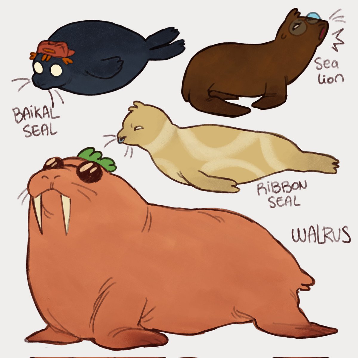"Seal nwcc (jaybird) pls 👼" the northwest seal collective. rodney n jaybird have seaweed on their head, but it looks like hair
cirodied.straw.page