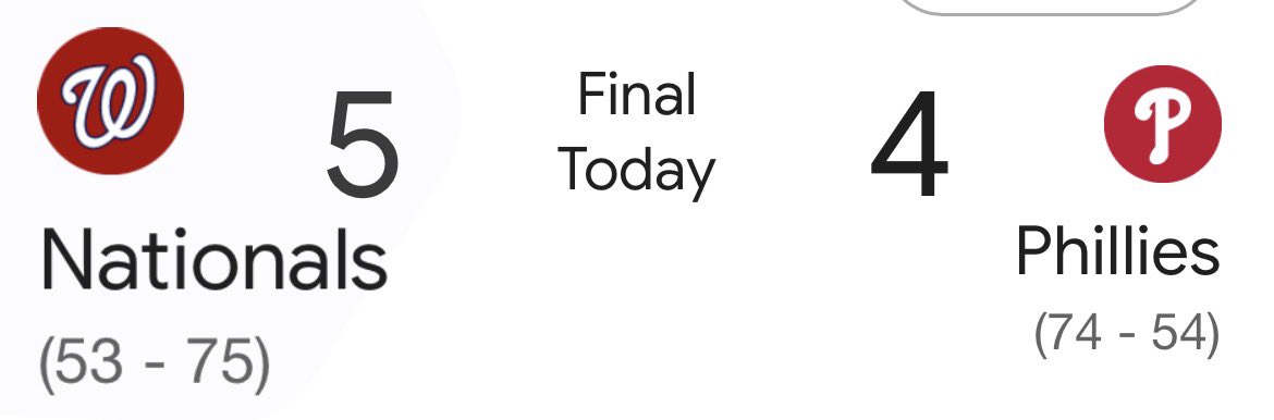 Phillies lose to Nats tonight