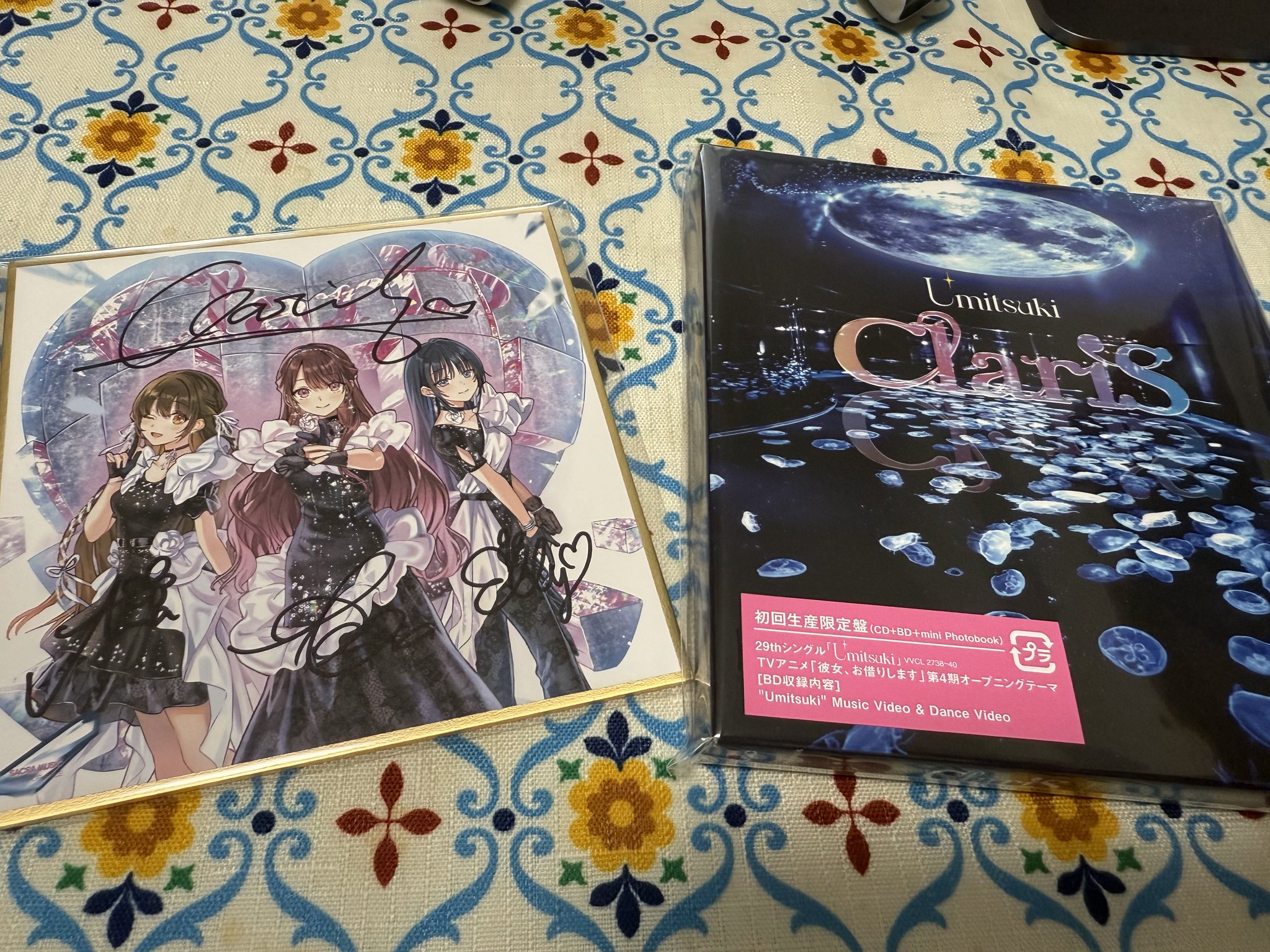 ClariS 直筆サイン色紙 ClariS 直筆サイン入り色紙と期間生産限定盤 「Umitsuki