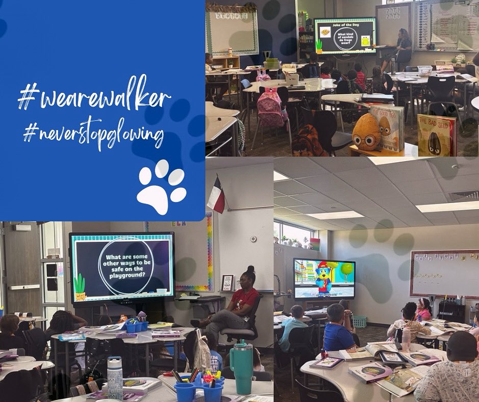 Classrooms setting up for a “glowing” year! High expectations and lots of love! 💙 #wearewalker 
#neverstopglowing