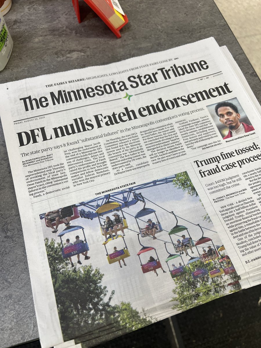 Front page of the Minnesota Star Tribune.

They really don’t want Omar Fateh as the chief executive of Minnesota’s largest city heading into the midterms.