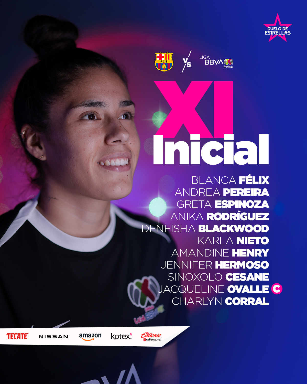 Alineaciones de Estrellas de la Ligan MX vs. FC Barcelona Femenil