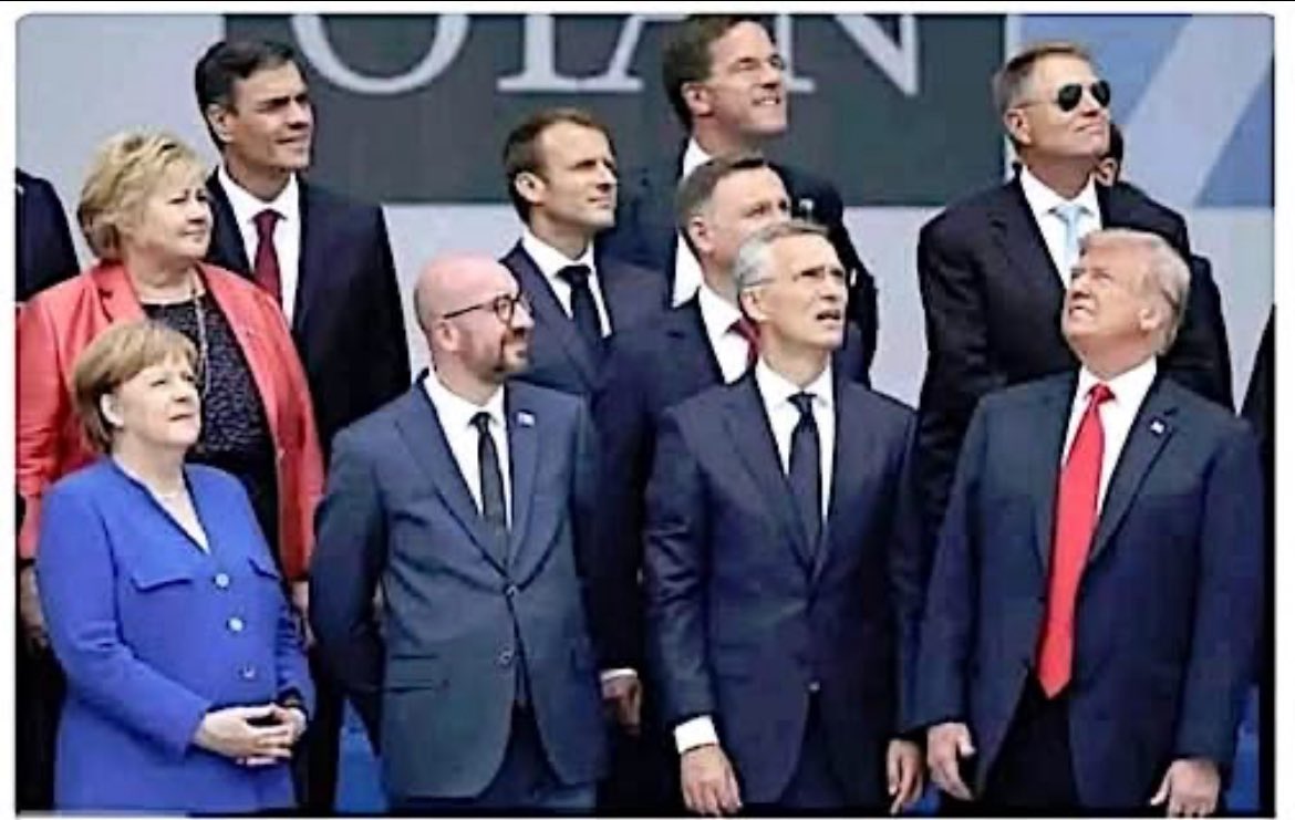 NATO photographer asked them to look left.