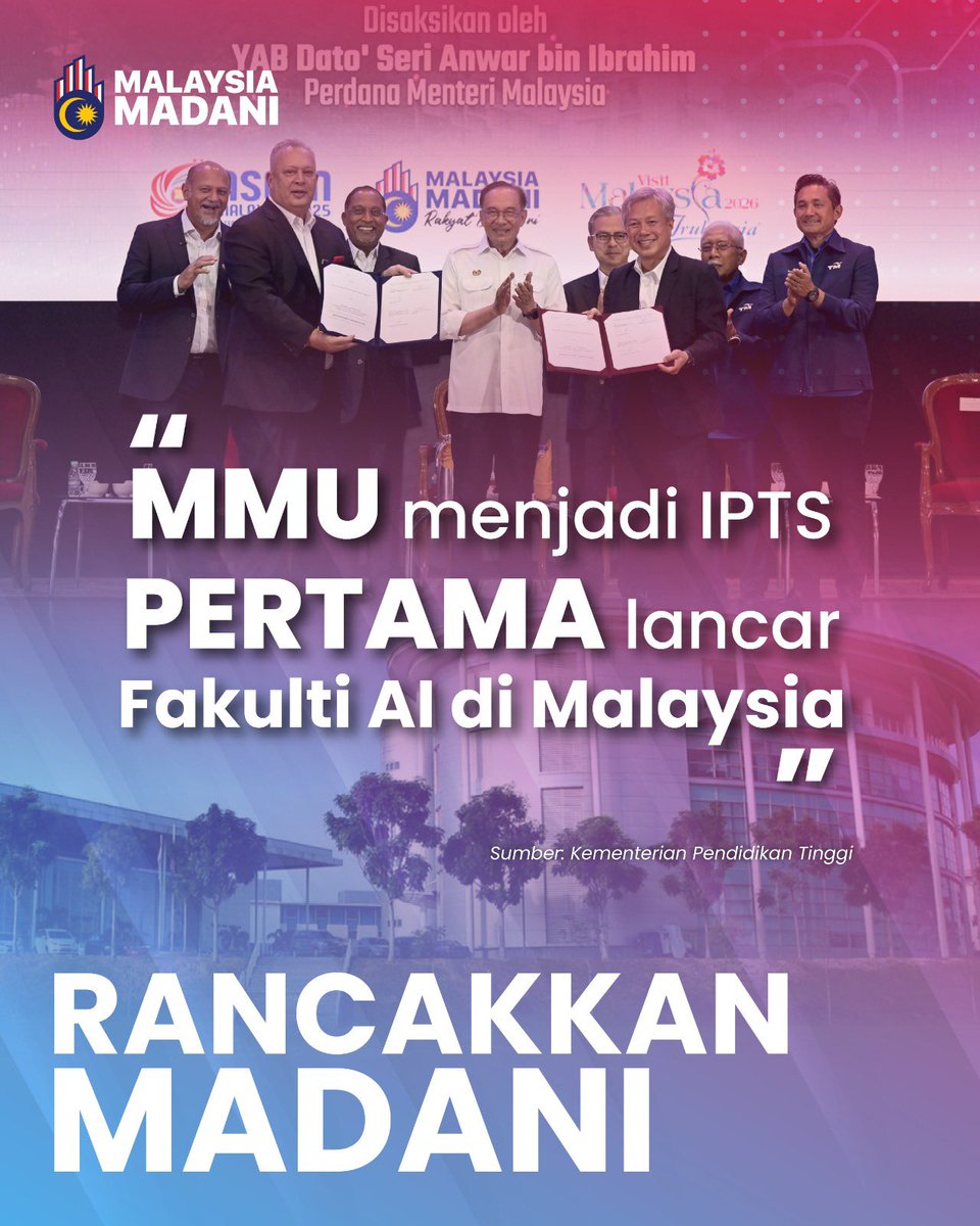 Kementerian Pendidikan Tinggi (@moheofficial) on Twitter photo MMU CATAT SEJARAH IPTS PERTAMA LANCAR FAKULTI AI DI MALAYSIA π²πΎβ¨
Baca lanjut di : facebook.com/share/p/19Lr2Jβ¦
<a href="/ZambryOfficial/">Zambry Abd Kadir</a> <a href="/MustaphaSakmud_/">MustaphaSakmud</a>
#RancakkanMADANI
#MADANIbekerja
#MalaysiaMADANI MMU CATAT SEJARAH IPTS PERTAMA LANCAR FAKULTI AI DI MALAYSIA π²πΎβ¨
Baca lanjut di : facebook.com/share/p/19Lr2Jβ¦
<a href="/ZambryOfficial/">Zambry Abd Kadir</a> <a href="/MustaphaSakmud_/">MustaphaSakmud</a>
#RancakkanMADANI
#MADANIbekerja
#MalaysiaMADANI