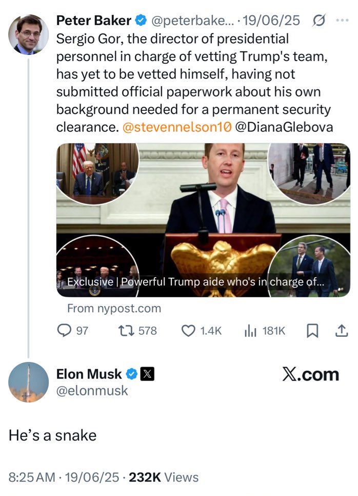 Rashtra Niti (@rashtraniti3) on Twitter photo <a href="/sushantsareen/">sushant sareen</a> Sergio is a hardcore MAGA loyalist and Trump’s inner circle guy the same one Elon Musk once called “a snake”.
Gor isn’t a diplomat, he’s a political enforcer. Expect pressure on trade, push for US energy dominance, and zero sensitivity to India’s core security concerns. He’ll <a href="/sushantsareen/">sushant sareen</a> Sergio is a hardcore MAGA loyalist and Trump’s inner circle guy the same one Elon Musk once called “a snake”.
Gor isn’t a diplomat, he’s a political enforcer. Expect pressure on trade, push for US energy dominance, and zero sensitivity to India’s core security concerns. He’ll