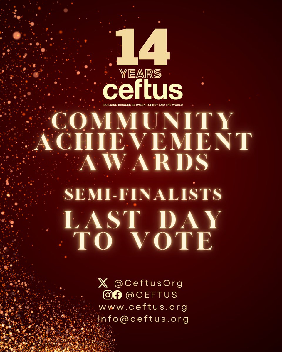 CeftusOrg's tweet image. 🗳️ LAST DAY to vote in the Community Achievement Awards semi-finals!

👉 forms.gle/CebYXST9ZddFAV…

#CEFTUS #CEFTUS14 #CommunityAwards #CEFTUSGala #Leadership #Diversity #Unity #CommunityChampions #Networking #AwardsNight #TurkishCommunity #CivilSociety #BusinessLeader #Inspiration