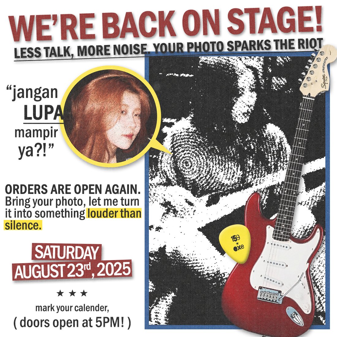 ˙ᴗ˙ A repost would be very appreciated

hai! 159exe bakal open order layout by req lagi (1 slot maks. 1 layout) &amp; opennya santai! 🛹⭐️

🗓️: Sabtu, 23 Agustus 2025
⏰: 17.00 WIB - slot terpenuhi
📝: Order by DM!

untuk detailsnya bisa scroll tweet ini ya #zonauang