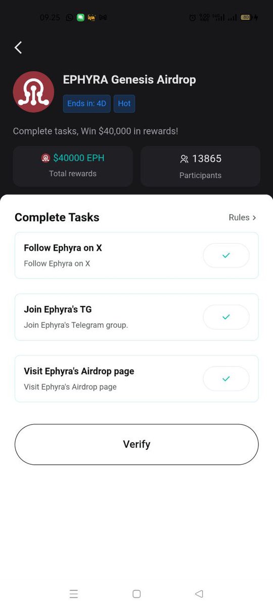 DiantoW4hyu (@diantow4hyu) on Twitter photo Steps to attend the Bitget Wallet campaign:
Join the <a href="/BitgetWallet/">Bitget Wallet 🩵</a> via a phone.
Click "Discover"
Click "Rewards"
Find "EPHYRA Genesis Airdrop" and finish all tasks.
Upload the screenshot to <a href="/TaskOnCampaigns/">TaskOn Campaigns🤳</a>
taskon.xyz/quest/613259392 Steps to attend the Bitget Wallet campaign:
Join the <a href="/BitgetWallet/">Bitget Wallet 🩵</a> via a phone.
Click "Discover"
Click "Rewards"
Find "EPHYRA Genesis Airdrop" and finish all tasks.
Upload the screenshot to <a href="/TaskOnCampaigns/">TaskOn Campaigns🤳</a>
taskon.xyz/quest/613259392