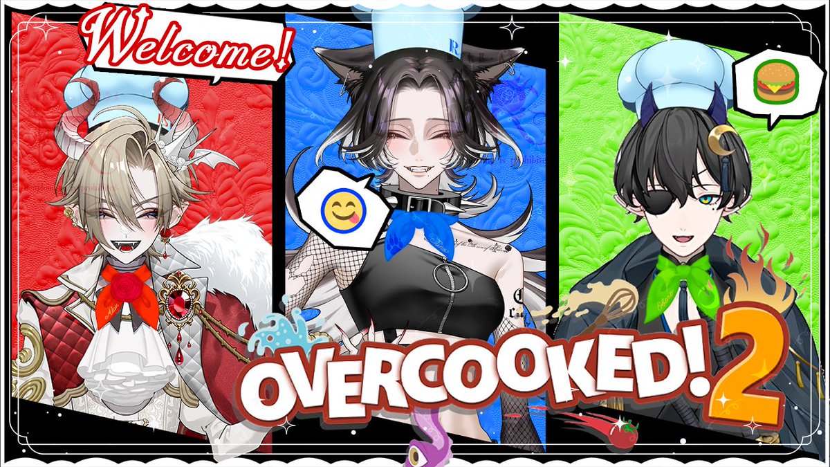 NOIRouge_info's tweet image. 【配信告知】#NOIRouge狂想曲 #OVERCOOKED2 

🖤𝟐𝟎𝟐𝟓.𝟎𝟖.𝟐𝟑 (𝐒𝐀𝐓) 𝟐𝟏:𝟑𝟎~❤️

👨‍🍳「地獄の厨房、開店準備OK🔥」
ようこそ、《レストラン魔界》へ——。🌹🦋🌙

魔皇子、黒妖犬、邪龍の3人が皆様をおもてなし！

笑顔の絶えない地獄級キッチン🔥
狂気と混沌のフルコースを召し上がれ👩‍🍳✨