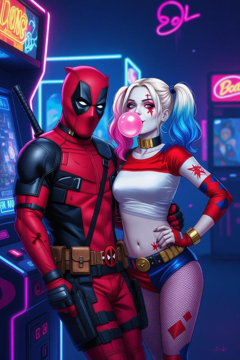 Deadpool and Harley Quinn
#Deadpool #HarleyQuinn #Arcade #Gamescom #retrogames #Gamescom2025 #dccomics #GrokImagine #Adobe #Grok #Ai #AIArt #comics