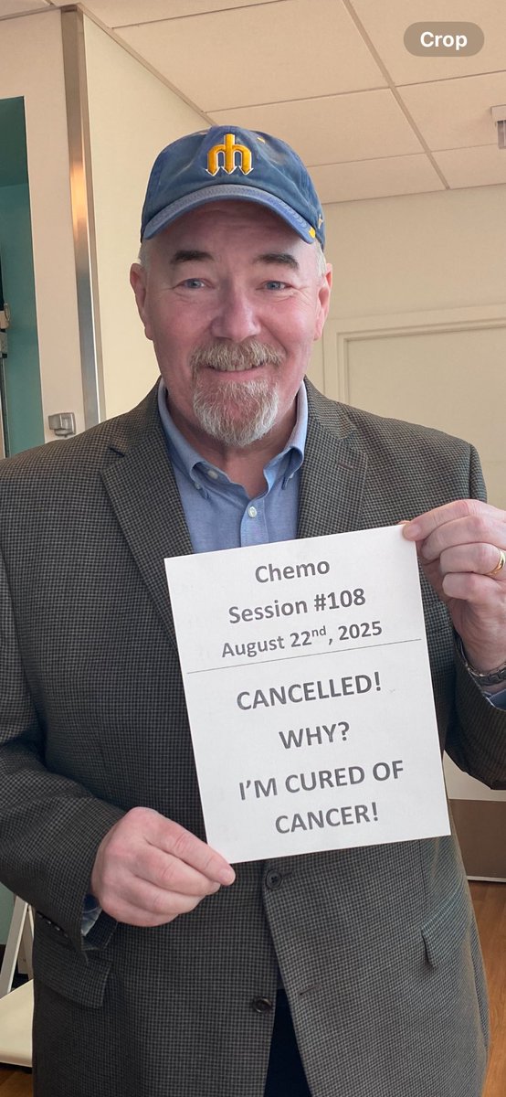 dickfain's tweet image. This is my friend Bill.  
If any of you wandered into the Jimmy’s on First for the last few years, you know how awesome he is.  He thought he was going to die of stage 4 cancer, well guess what?

He just sent me this.  You lose cancer!