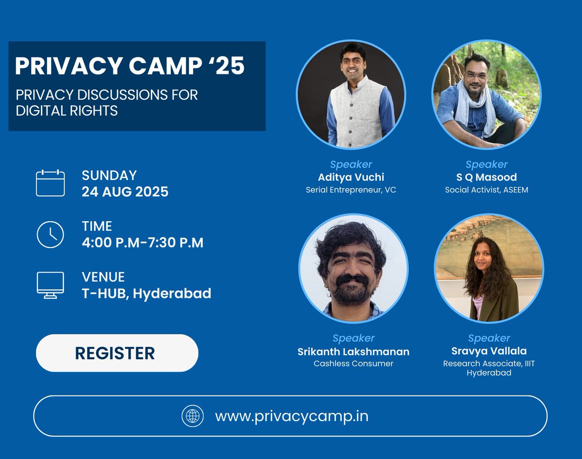 logic's tweet photo. #CashlessConsumer On the 9th anniversary of #Puttaswamy judgment, talking about "Navigating #Privacy in #Cashless Society" at #PrivacyCamp @THubHyd #Hyderabad https://t.co/bKsWwzzR67 https://t.co/asIXlFzGmx