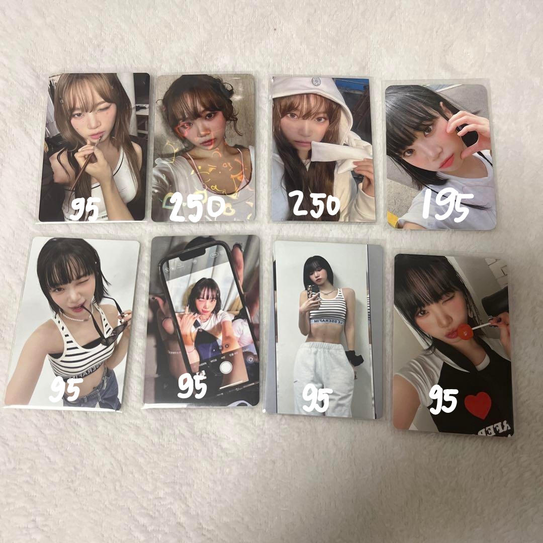 wts lfb preorder ph ww

le sserafim chaewon photocards

prices in the photos

— secured from mercari
— prices are all in
— undisclosed condi 
— x sensitive and impatient buyers
— prio taking more

dm to claim

# le sserafim chaewon easy unforgiven antifragile ums album photocard