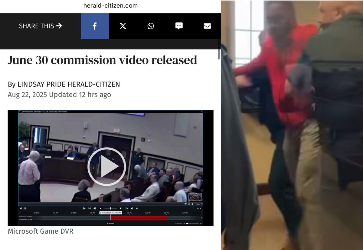 PUTNAM COUNTY: video prior to Young Dems Vice Chair Trenton Strode getting arrested has been released, and it shows very little happened to warrant it. 

He approached a commissioner after a meeting, was physically and aggressively grabbed by deputies. 
herald-citizen.com/smithville/jun…