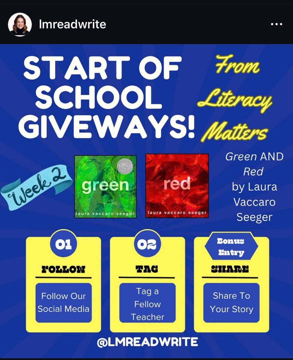 Sarah Cordova/Literacy Matters (@lmreadwrite) on Twitter photo Week 2️⃣ giveaway starts tonight. Follow us on Instagram to be entered for two <a href="/lauravseeger/">Laura Vaccaro Seeger</a> books! 💚❤️ Winner will be announced on 8/29! Click below to connect. ⬇️
instagram.com/lmreadwrite Week 2️⃣ giveaway starts tonight. Follow us on Instagram to be entered for two <a href="/lauravseeger/">Laura Vaccaro Seeger</a> books! 💚❤️ Winner will be announced on 8/29! Click below to connect. ⬇️
instagram.com/lmreadwrite