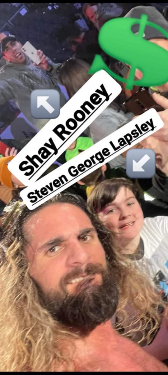 LapsReal's tweet photo. Flashback Friday when WWE was still doing house shows and @WWERollins took a selfie with my kid! Check out @shaygretzky in the background 😂 #WWE #SethRollins #HouseShows #TheVision https://t.co/DaG39L4niP