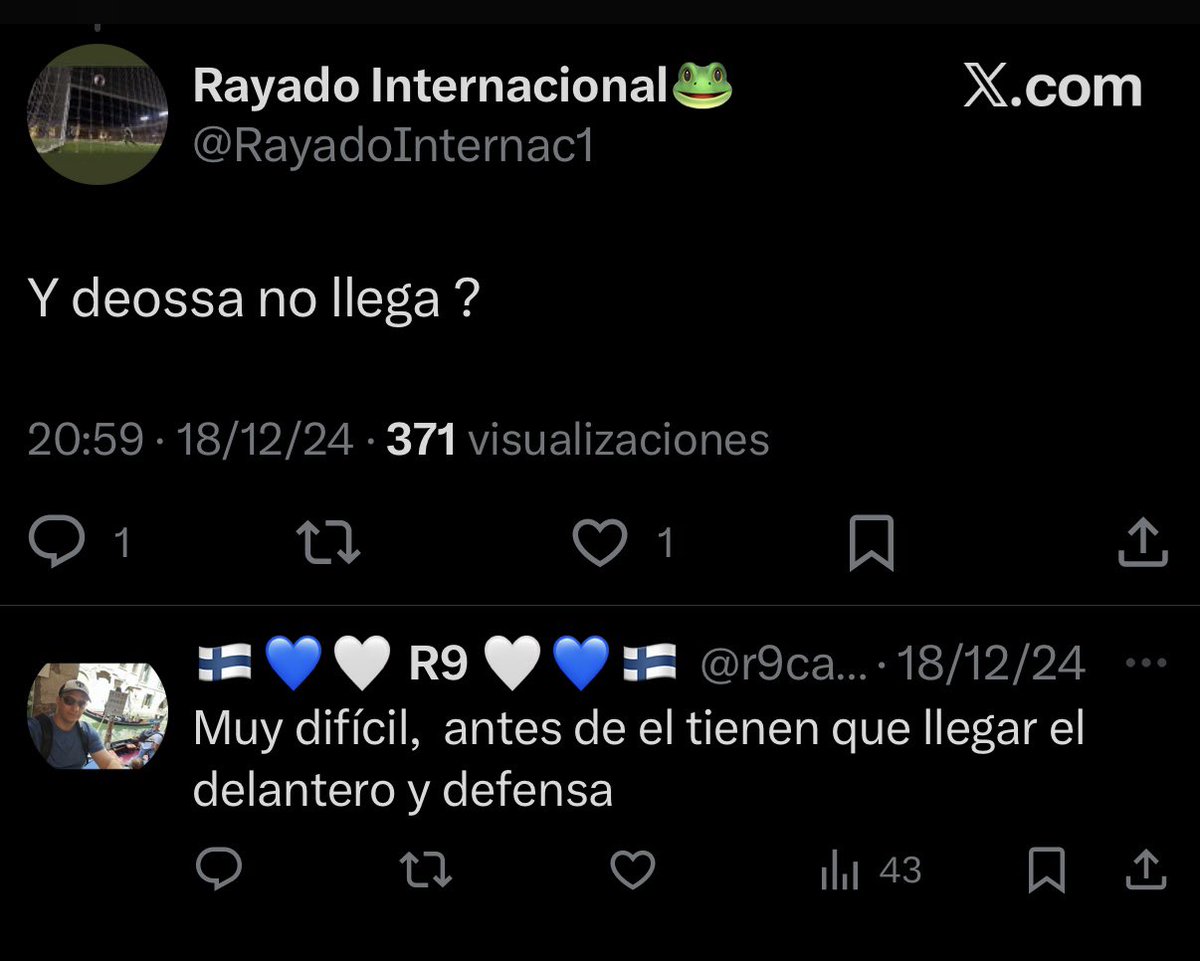 Alexrdz090's tweet photo. @r9carloss @mariofgarciajr Pues tu decias que llegaba un delantero en diciembre y Deossa era complicado jaja, la verdad nadie tiene info mbre😂 https://t.co/U77w5hN3WP