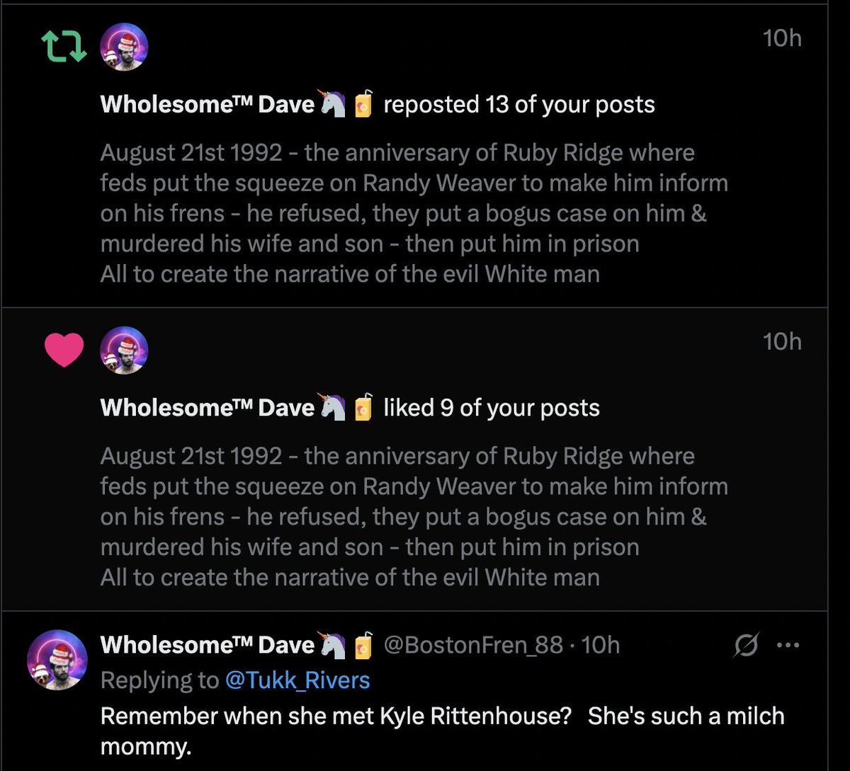 TukkRivers (@tukk_rivers) on Twitter photo Just when I'm feeling left out - with few engagements and fewer RP's
Along comes one of my oldest frens <a href="/BostonFren_88/">Wholesome™ Dave🦄🧃</a>
Thanks Dave - you da best - everyone should follow him Just when I'm feeling left out - with few engagements and fewer RP's
Along comes one of my oldest frens <a href="/BostonFren_88/">Wholesome™ Dave🦄🧃</a>
Thanks Dave - you da best - everyone should follow him