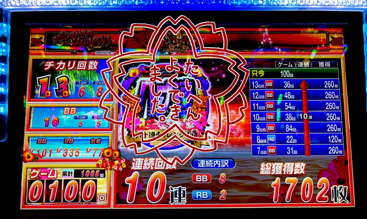 NARI_2nd_Ch's tweet photo. 8/22(華金)
奇跡的に抽選勝ち抜き👑🌺1番乗り💪
特に狙い台🎰は無し。適当な直感💡

5,000枚の夢は程遠い🫠 https://t.co/bxn3IzvMzu