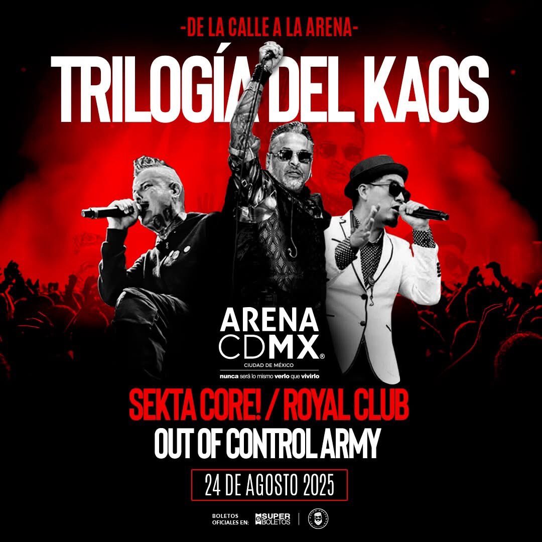 AvionDrone656's tweet image. Este domingo nos vemos en la #ArenaCDMX para bailar, saltar y cantar junto a @SektaOfficial, @royalclubska y #OutOfControlArmy 👊🏼💥

🎟 Corre por tus boletos: superboletos.com/landing-evento…