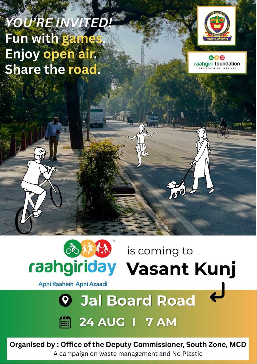 Swachh Survekshan MCD (@sbm_mcd) on Twitter photo Join us for Raahgiri!
24th Aug | 🕖 7 AM onwards
Vasant Kunj, Jal Board Road
NGOs showcase paintings, cultural dances & aerobics around the theme:
Waste-Free Delhi
<a href="/LtGovDelhi/">LG Delhi</a>
<a href="/CMODelhi/">CMO Delhi</a>
<a href="/ashishsood_bjp/">Ashish Sood</a>
<a href="/RajaiqbalSingh3/">Raja Iqbal Singh</a>
<a href="/AshwaniKumar_92/">Ashwani Kumar</a> Join us for Raahgiri!
24th Aug | 🕖 7 AM onwards
Vasant Kunj, Jal Board Road
NGOs showcase paintings, cultural dances & aerobics around the theme:
Waste-Free Delhi
<a href="/LtGovDelhi/">LG Delhi</a>
<a href="/CMODelhi/">CMO Delhi</a>
<a href="/ashishsood_bjp/">Ashish Sood</a>
<a href="/RajaiqbalSingh3/">Raja Iqbal Singh</a>
<a href="/AshwaniKumar_92/">Ashwani Kumar</a>