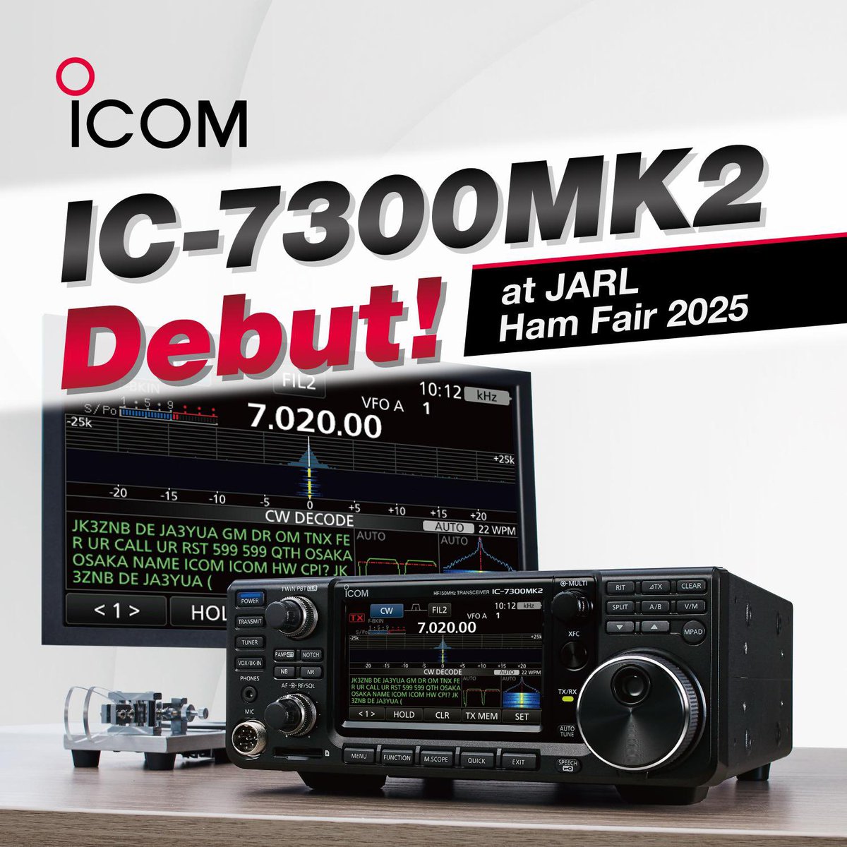 ¡Acabamos de presentar el nuevo
IC-7300MK2 HF / 50 / (70) MHz en la JARL Tokyo Ham
Fair 2025!
Información previa
icomeurope.com/en/8944/
Vídeo de presentación (inglés)
youtu.be/caQ6FMIvOdY?si…

#Icom #HamRadio #HamFair2025 #IC7300 #radioafición