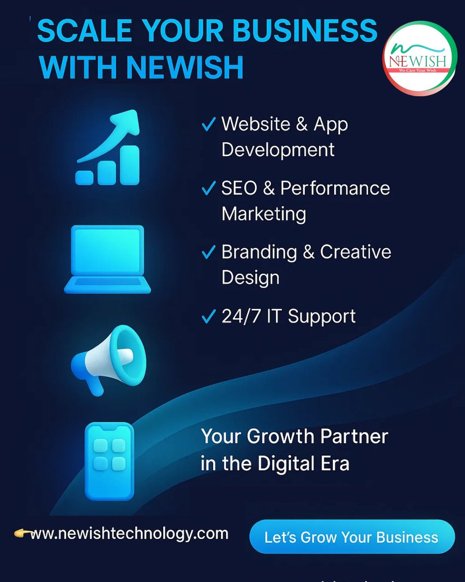 NewishTech21's tweet image. 🚀 Scale Your Business with Newish 🚀
✨ Your trusted Growth Partner in the Digital Era ✨
👉 Visit: newishtechnology.com
💡 Let’s Grow Your Business Together!
#NewishTechnology #DigitalMarketing #WebDevelopment #SEO #Branding #ITSolutions #BusinessGrowth #DigitalEra