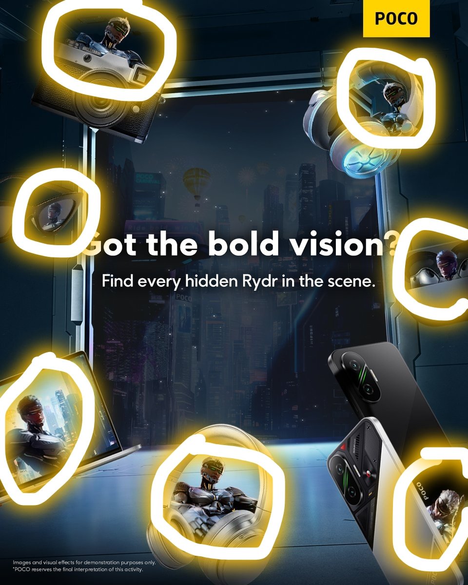 <a href="/POCOGlobal/">POCO</a> I had a blast hunting for those 7 hidden Rydrs 🔥and that epic full Rydr Shodow in the image Loving the vibe of the new POCO – it’s a beast
⚡ Blazing Snapdragon performance
🔋 A battery that just won’t quit
🎶 Built for bold vibes and loud living #POCOCarnival #RideBoldWinLoud