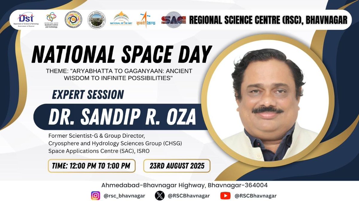 Gujarat Council on Science & Technology 🇮🇳 (@infogujcost) on Twitter photo 23rd August marks #NationalSpaceDay - a day to celebrate #India’s space journey from #Aryabhata to #Chandrayaan
<a href="/InfoGujcost/">Gujarat Council on Science & Technology 🇮🇳</a> with SAC-ISRO we celebrate the achievements across #Gujarat and take Space Science Closer to the masses
#ISROSpaceTutor 23rd August marks #NationalSpaceDay - a day to celebrate #India’s space journey from #Aryabhata to #Chandrayaan
<a href="/InfoGujcost/">Gujarat Council on Science & Technology 🇮🇳</a> with SAC-ISRO we celebrate the achievements across #Gujarat and take Space Science Closer to the masses
#ISROSpaceTutor