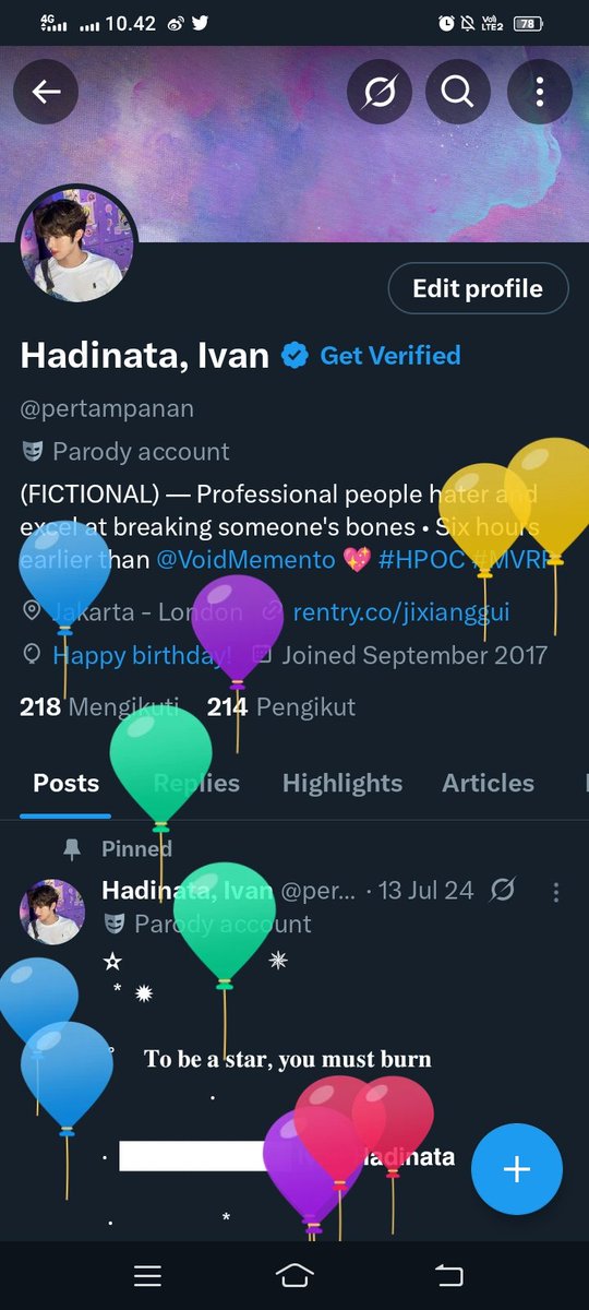 pertampanan's tweet image. Anjay, ulang taun