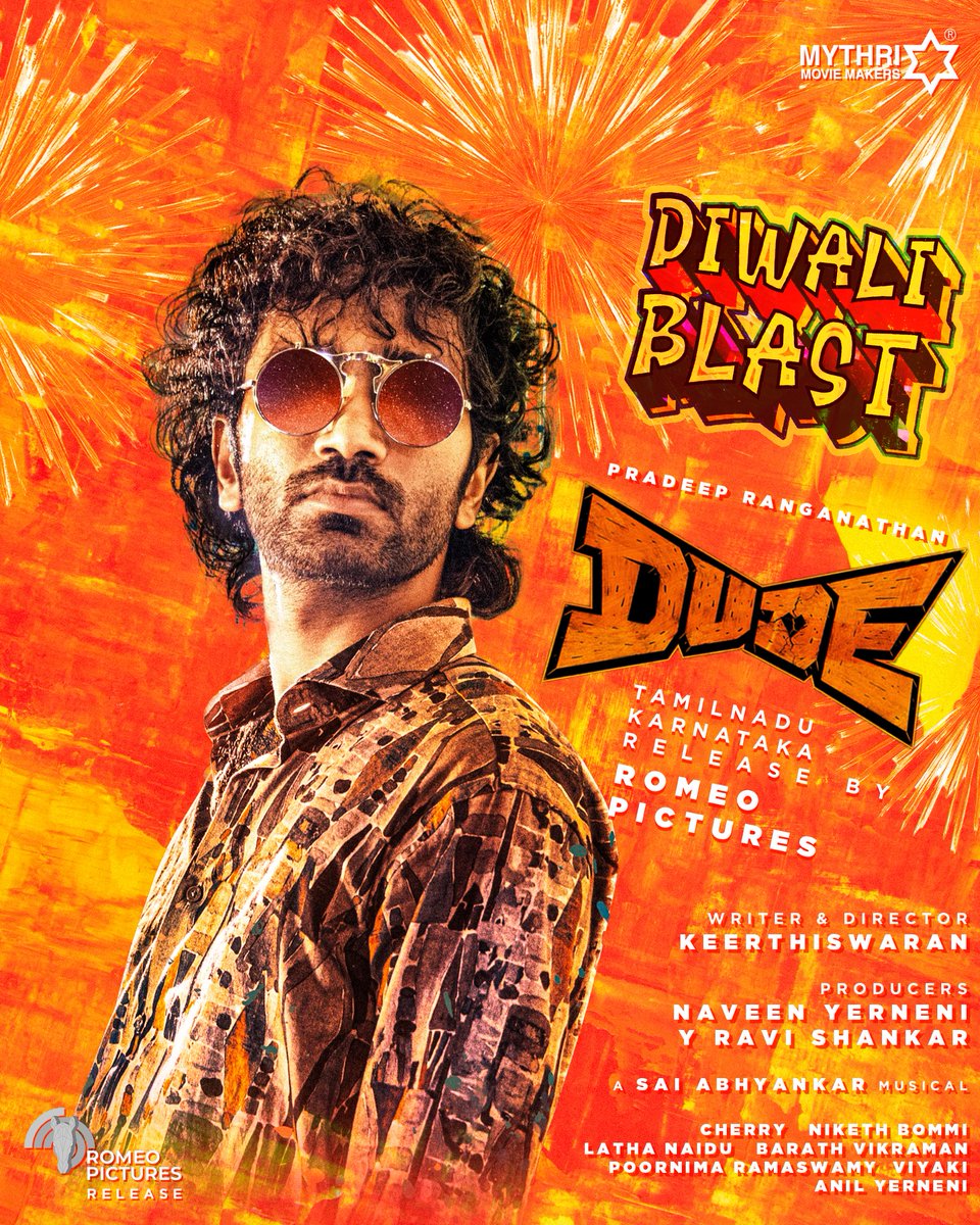TamilCinemaInf1's tweet image. #Dude

#ReleaseUpdate

Diwali Blast!

#tciTimeline
#PradeepRanganathan #MamithaBaiju #Keerthiswaran #SaiAbhyankar