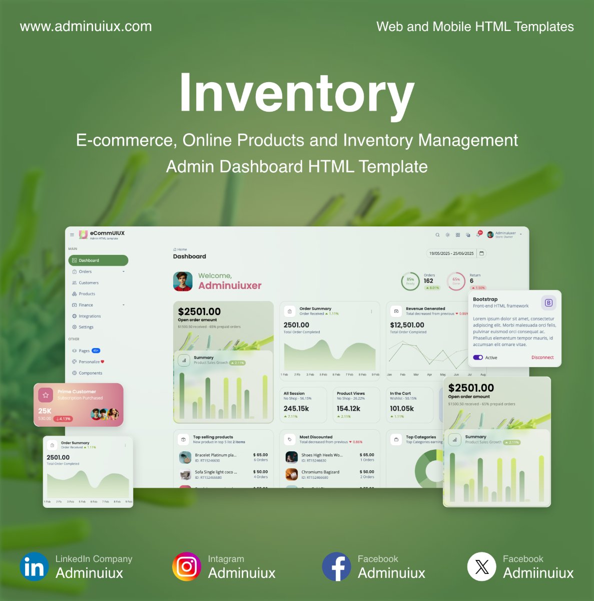 Admiinuiux's tweet image. zurl.co/UREsK
ECommerce - Shopping - Inventory Management - Product Stock - AdminUIUX Bootstrap themes and HTML templates #BootstrapThemes #HTMLTemplates #AdminDashboard #UIUX #Frontend #WebDesign